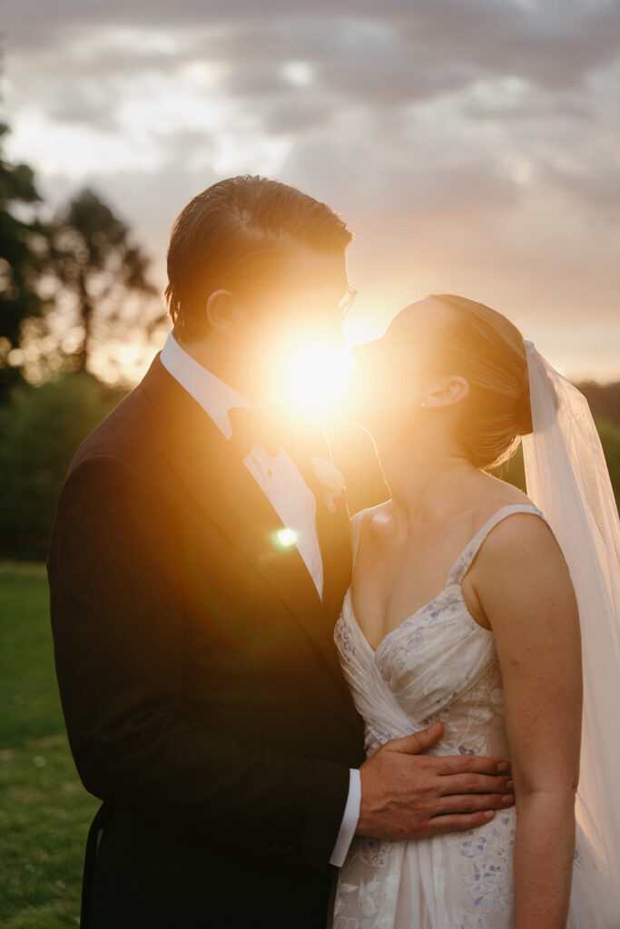 Bride and groom sunset portrait at Maleny Country Estate, Sunshine Coast Hinterland