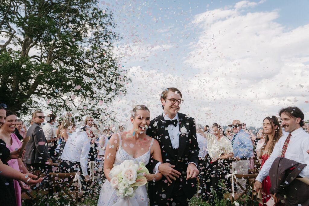 Confetti Celebration at Wedding Ceremony at Maleny Country Estate, Sunshine Coast Hinterland