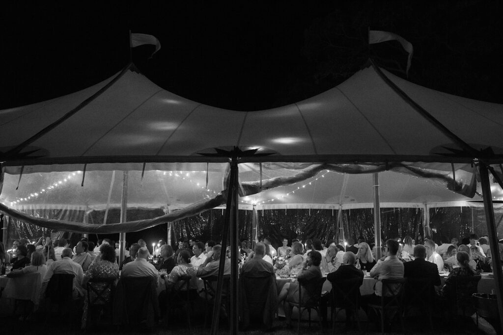 Black and White Evening Shot of Reception at Maleny Country Estate