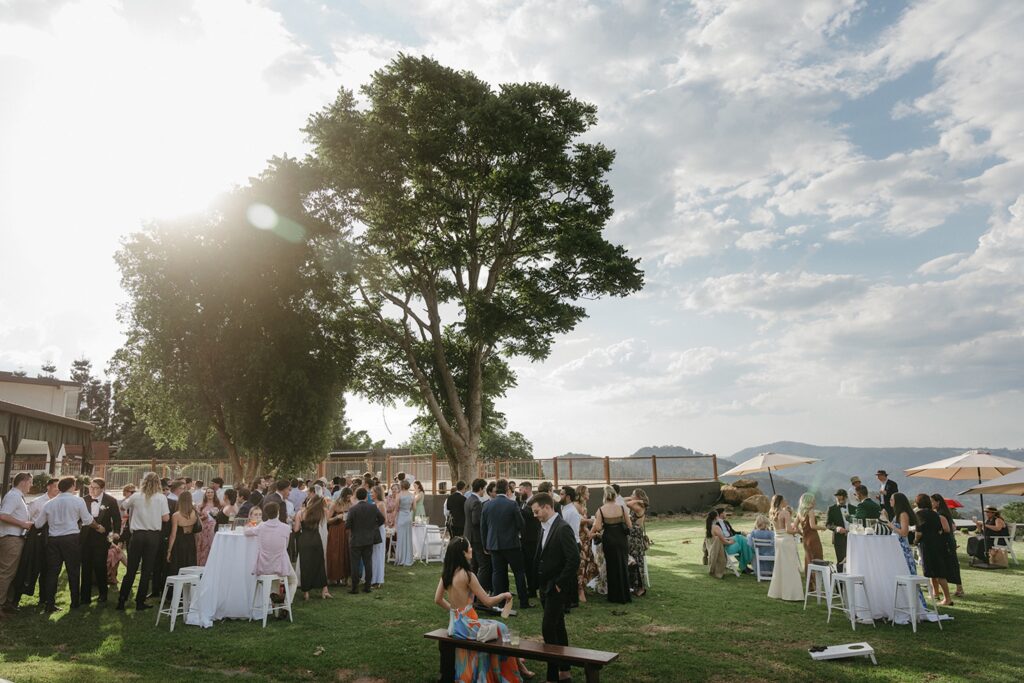 Bride and groom golden hour portrait at Maleny Country Estate, Sunshine Coast Hinterland